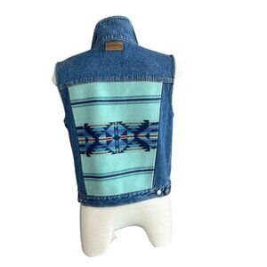 Pendleton Original Denim Wool Blanket Jean Vest Size Small